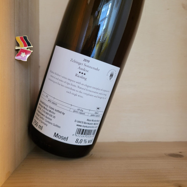 2019 Markus Molitor Zeltinger Sonnenuhr Riesling Auslese *** Suss Mosel 100分 | 1erste